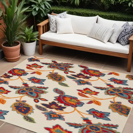Multicolor Floral Stain Resistant Non Skid Area Rug Photo 1