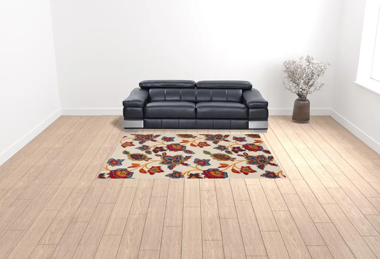 Multicolor Floral Stain Resistant Non Skid Area Rug Photo 2