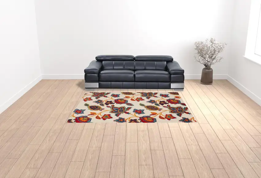 Multicolor Floral Stain Resistant Non Skid Area Rug Photo 2