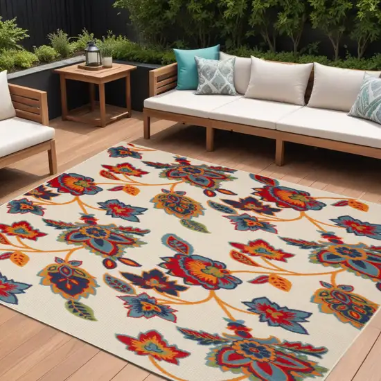 Multicolor Floral Stain Resistant Non Skid Area Rug Photo 1