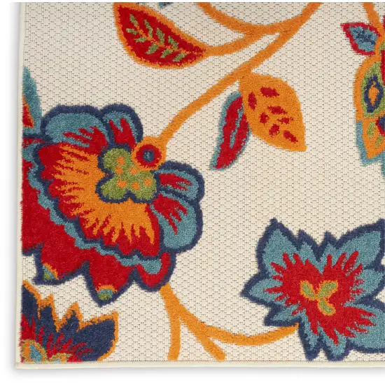 Gray Blue and Orange Floral Non Skid Indoor Outdoor Area Rug Photo 6
