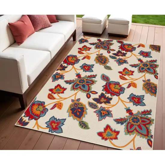 Multicolor Floral Stain Resistant Non Skid Area Rug Photo 1
