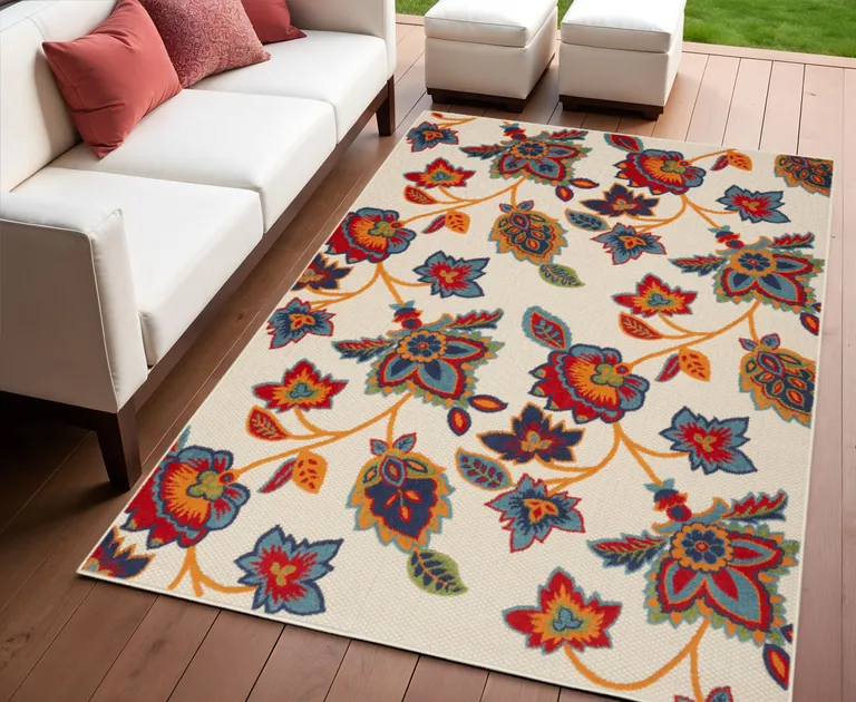 Multicolor Floral Stain Resistant Non Skid Area Rug Photo 4