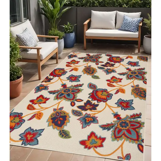 Multicolor Floral Stain Resistant Non Skid Area Rug Photo 1