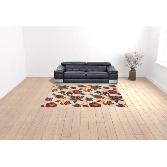 Multicolor Floral Stain Resistant Non Skid Area Rug Photo 2
