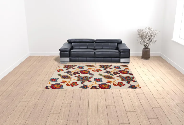 Multicolor Floral Stain Resistant Non Skid Area Rug Photo 2