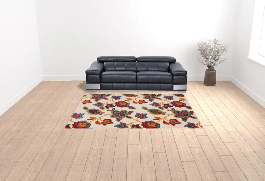 Multicolor Floral Stain Resistant Non Skid Area Rug Photo 2