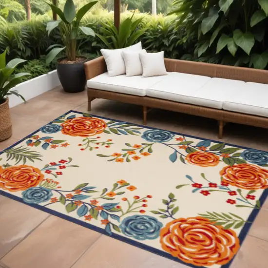 Multicolor Floral Stain Resistant Non Skid Area Rug Photo 1