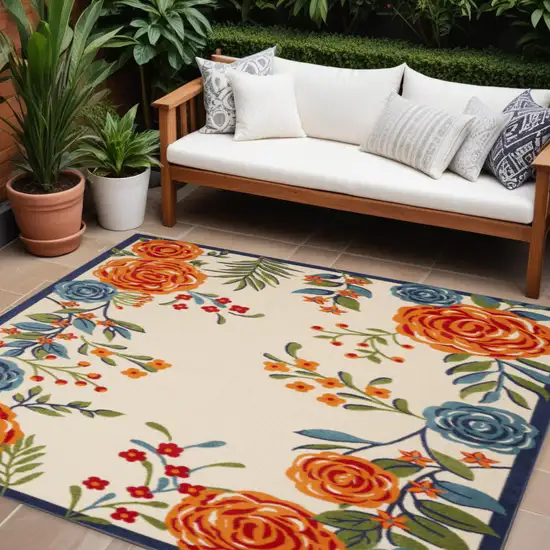 Multicolor Floral Stain Resistant Non Skid Area Rug Photo 1