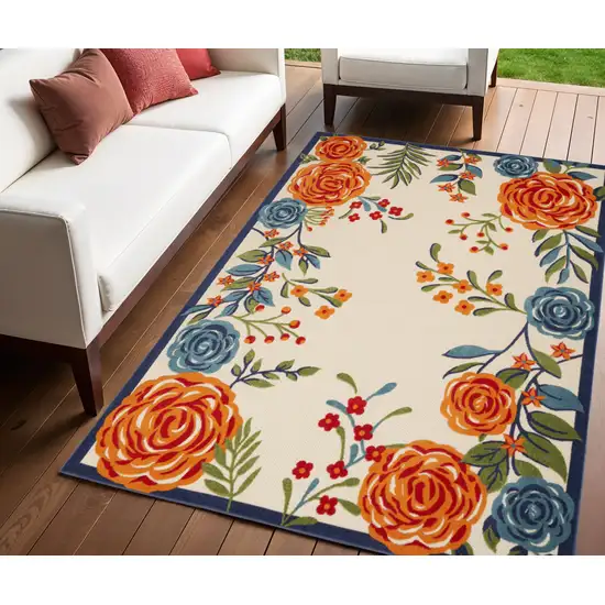 Multicolor Floral Stain Resistant Non Skid Area Rug Photo 1