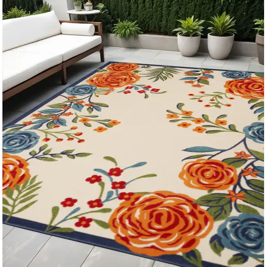 Multicolor Floral Stain Resistant Non Skid Area Rug Photo 1