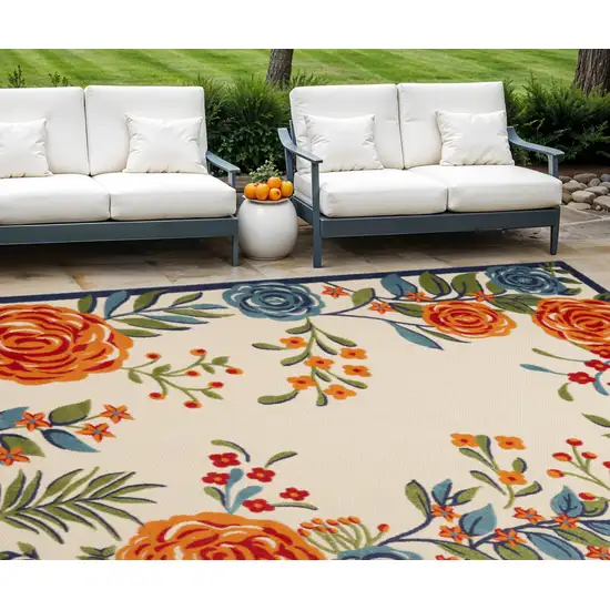 Multicolor Floral Stain Resistant Non Skid Area Rug Photo 1
