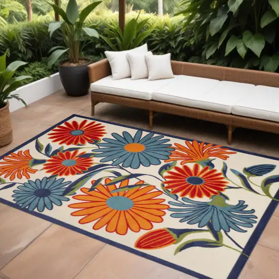 Multicolor Floral Stain Resistant Non Skid Area Rug Photo 1