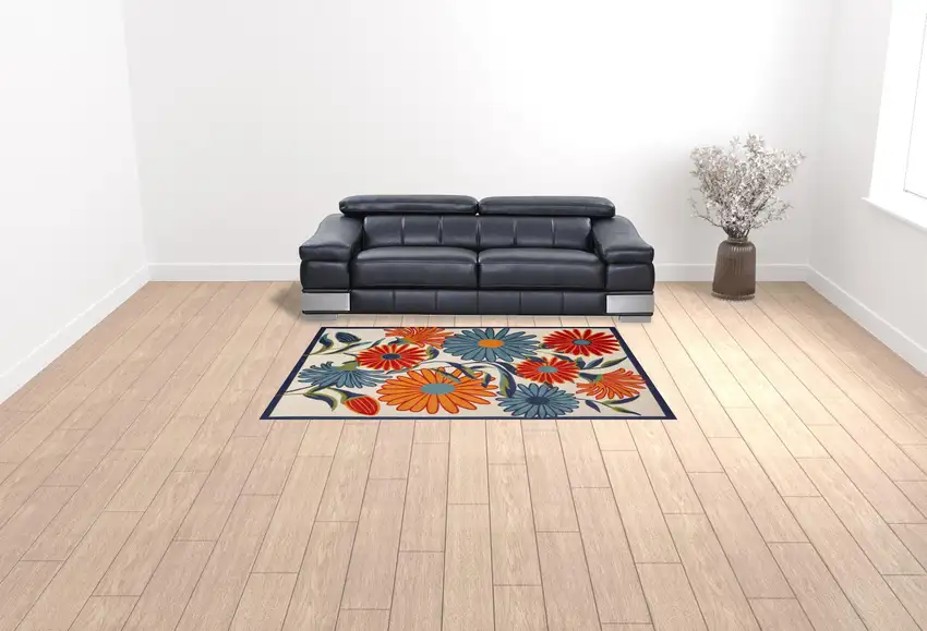 Multicolor Floral Stain Resistant Non Skid Area Rug Photo 2