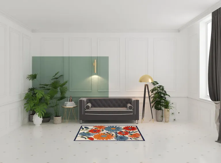 Multicolor Floral Stain Resistant Non Skid Area Rug Photo 2