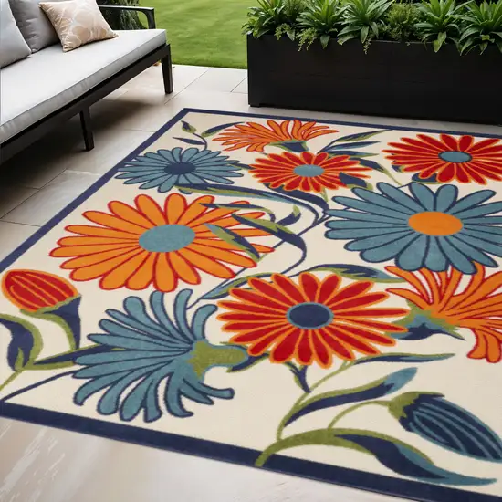 Multicolor Floral Stain Resistant Non Skid Area Rug Photo 1