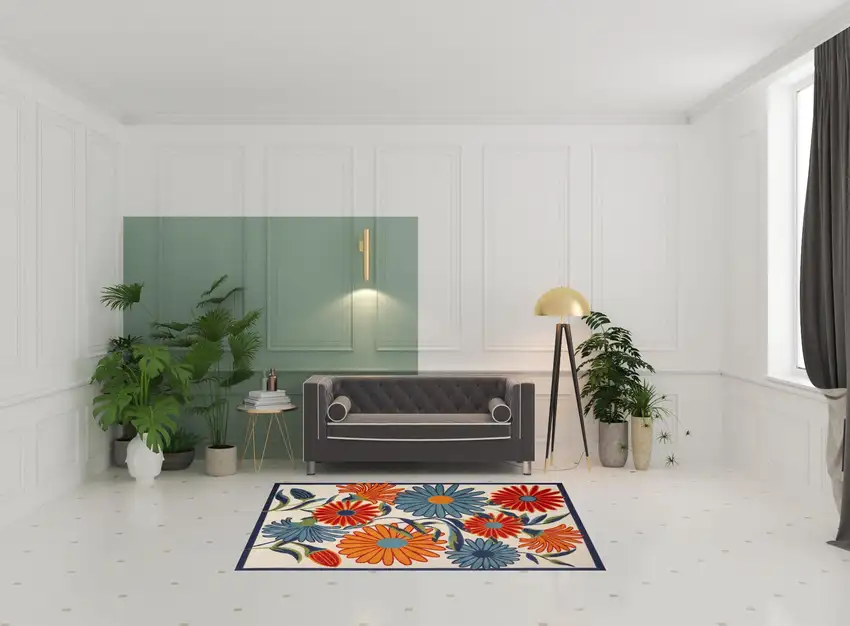 Multicolor Floral Stain Resistant Non Skid Area Rug Photo 2