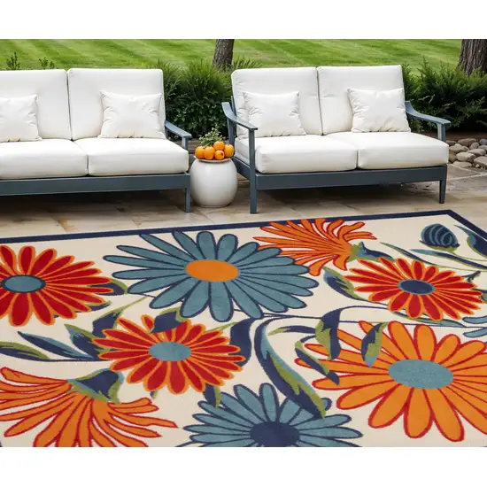 Multicolor Floral Stain Resistant Non Skid Area Rug Photo 1