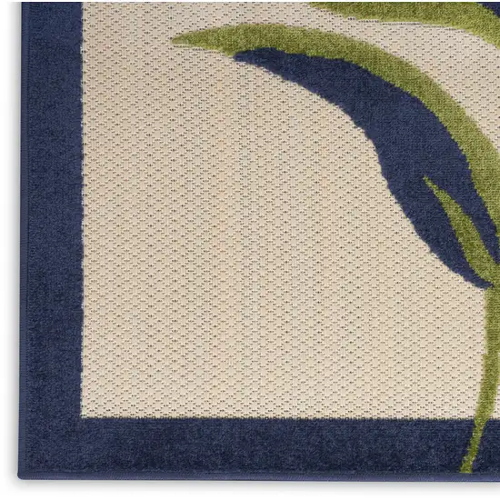 Ivory Blue and Orange Floral Non Skid Indoor Outdoor Area Rug Photo 5