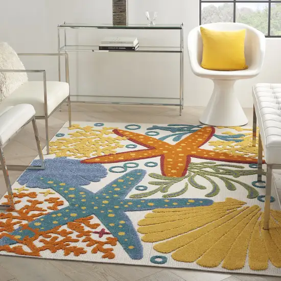 Yellow And Ivory Indoor Outdoor Area Rug Photo 4