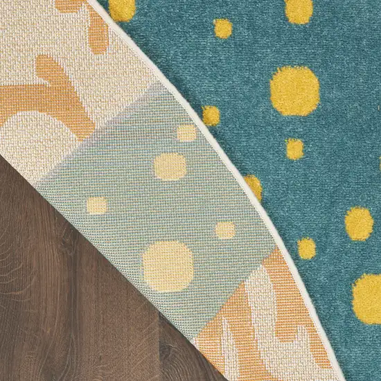 4' Yellow And Ivory Round Indoor Outdoor Area Rug Photo 8