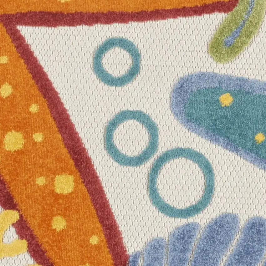 4' Yellow And Ivory Round Indoor Outdoor Area Rug Photo 3