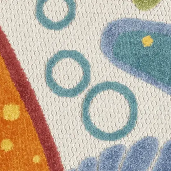 5' Yellow And Ivory Round Indoor Outdoor Area Rug Photo 3