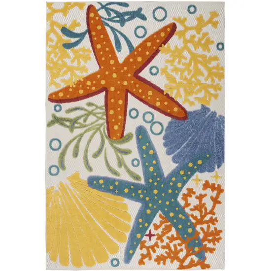 Yellow And Ivory Indoor Outdoor Area Rug Photo 5