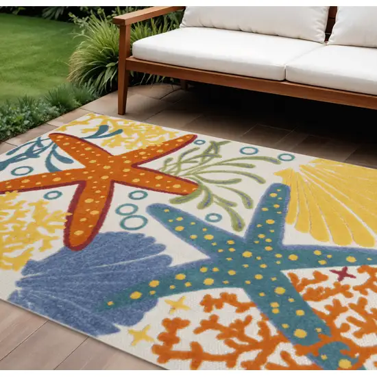 Yellow And Ivory Indoor Outdoor Area Rug Photo 2