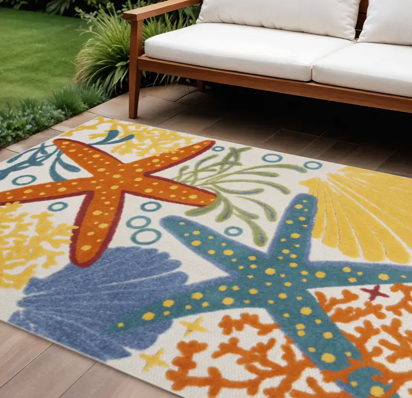 Yellow And Ivory Indoor Outdoor Area Rug Photo 2