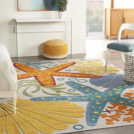 Yellow And Ivory Indoor Outdoor Area Rug Photo 4