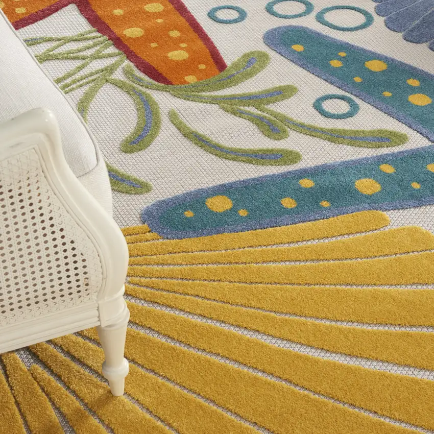 Yellow And Ivory Indoor Outdoor Area Rug Photo 9