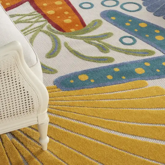 Yellow And Ivory Indoor Outdoor Area Rug Photo 5