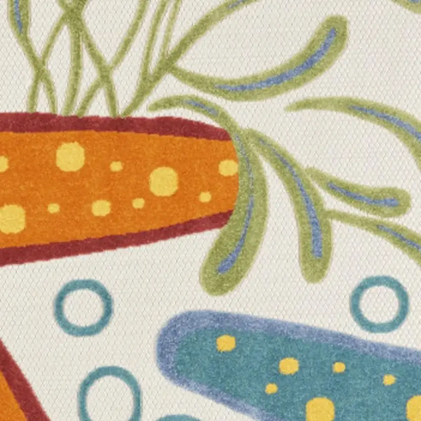 8' Yellow And Ivory Round Indoor Outdoor Area Rug Photo 3