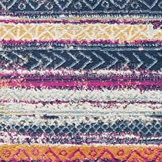 Multicolor Irregular Stripe Boho Area Rug Photo 5