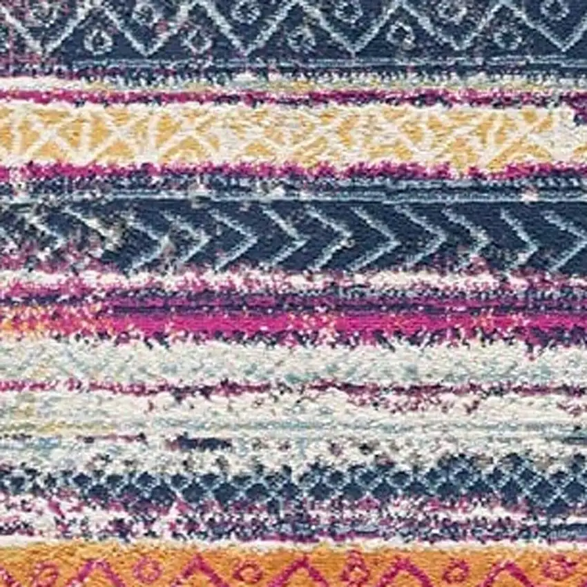 Multicolor Irregular Stripe Boho Area Rug Photo 4