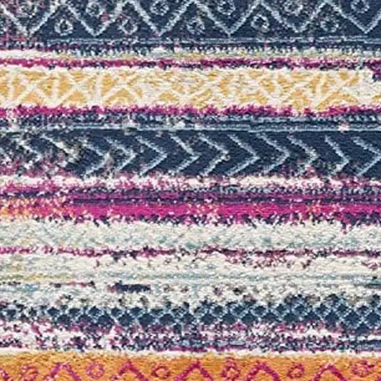 Multicolor Irregular Stripe Boho Area Rug Photo 4