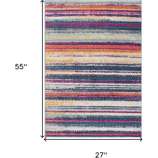 Multicolor Irregular Striped Area Rug Photo 3