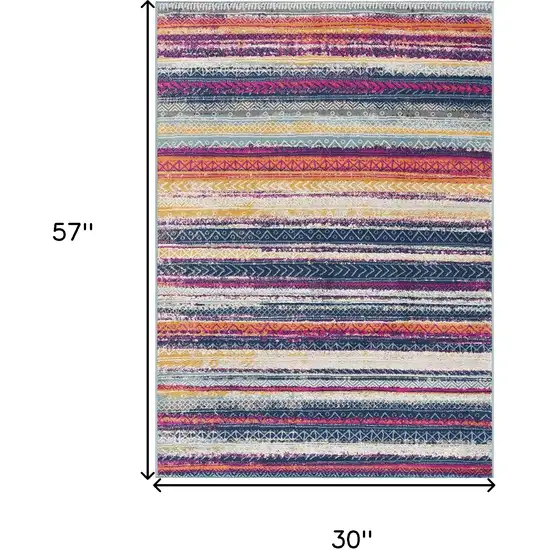 Multicolor Irregular Striped Area Rug Photo 5
