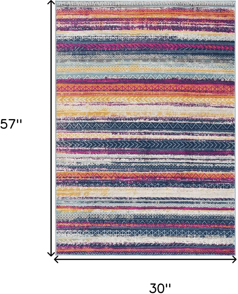 Multicolor Irregular Striped Area Rug Photo 5