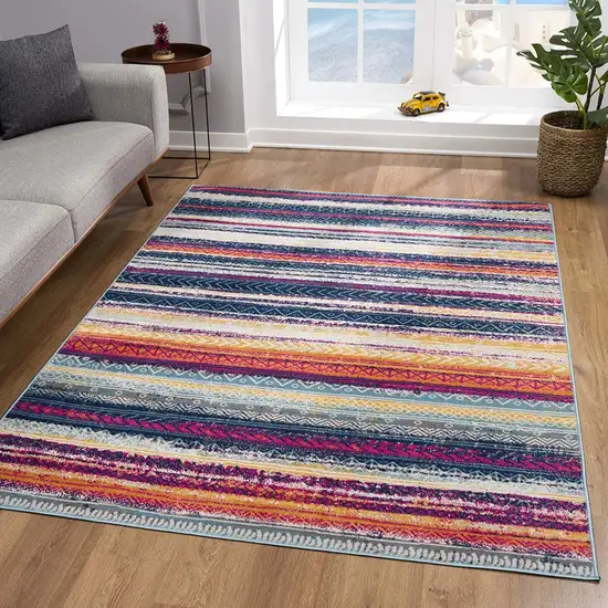 Multicolor Irregular Striped Area Rug Photo 3