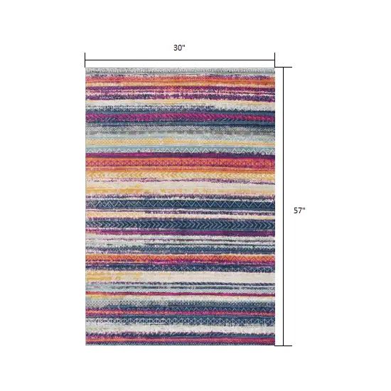 Multicolor Irregular Striped Area Rug Photo 9