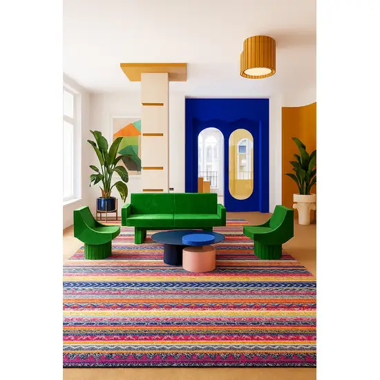 Multicolor Irregular Striped Area Rug Photo 6