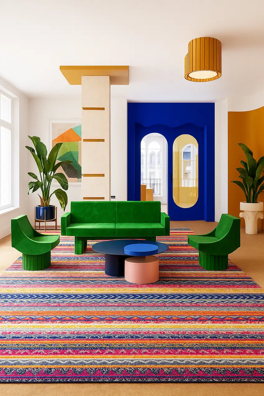 Multicolor Irregular Striped Area Rug Photo 6