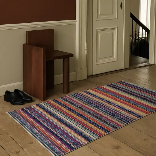 Multicolor Irregular Striped Area Rug Photo 5