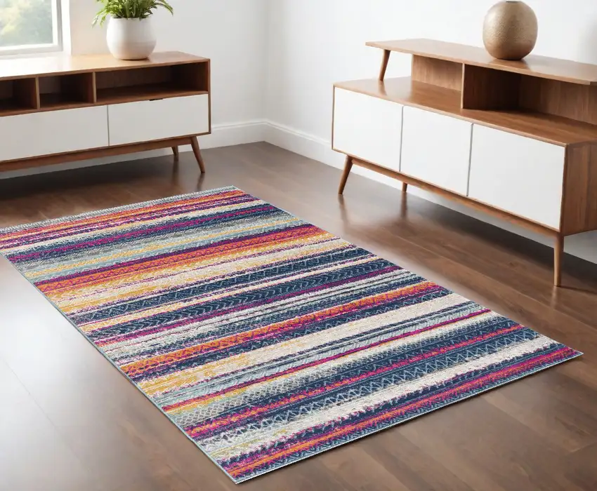Multicolor Irregular Striped Area Rug Photo 1