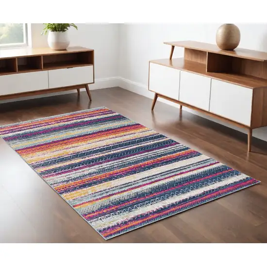Multicolor Irregular Striped Area Rug Photo 1