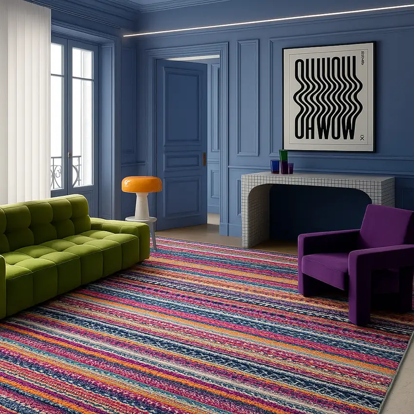 Multicolor Irregular Striped Area Rug Photo 7