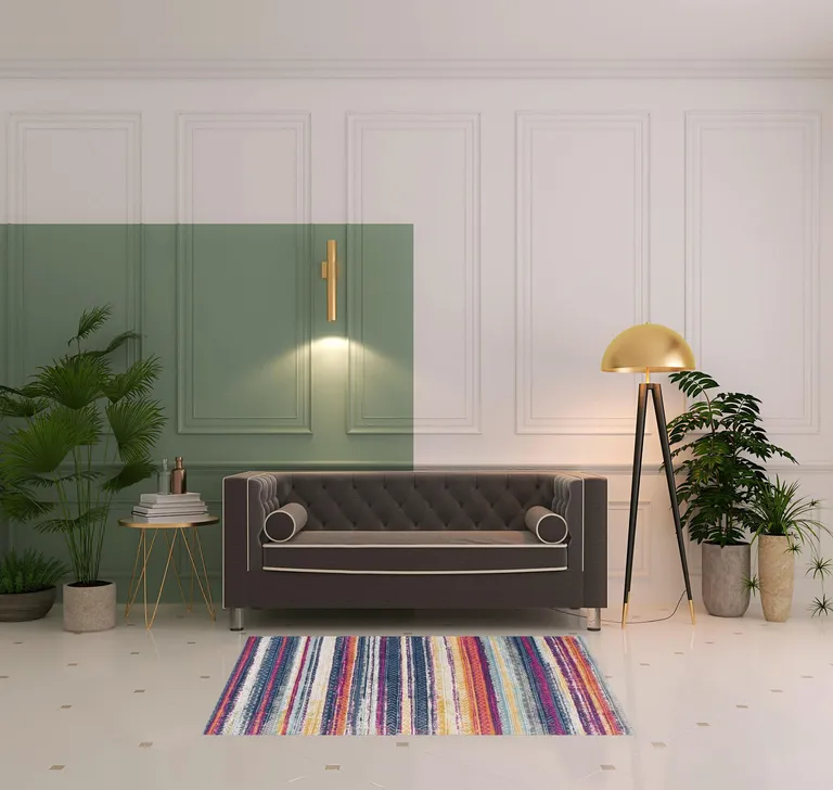 Multicolor Irregular Striped Area Rug Photo 3