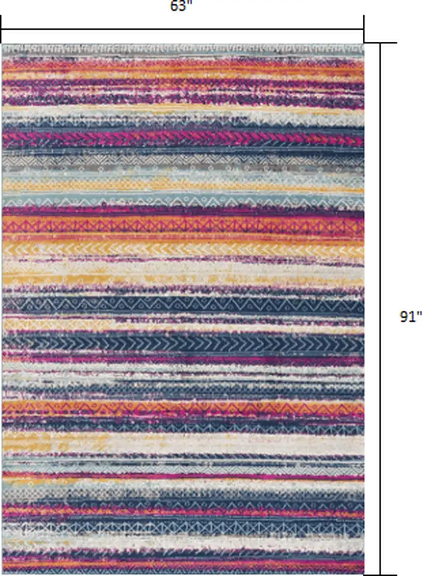 Multicolor Irregular Striped Area Rug Photo 5